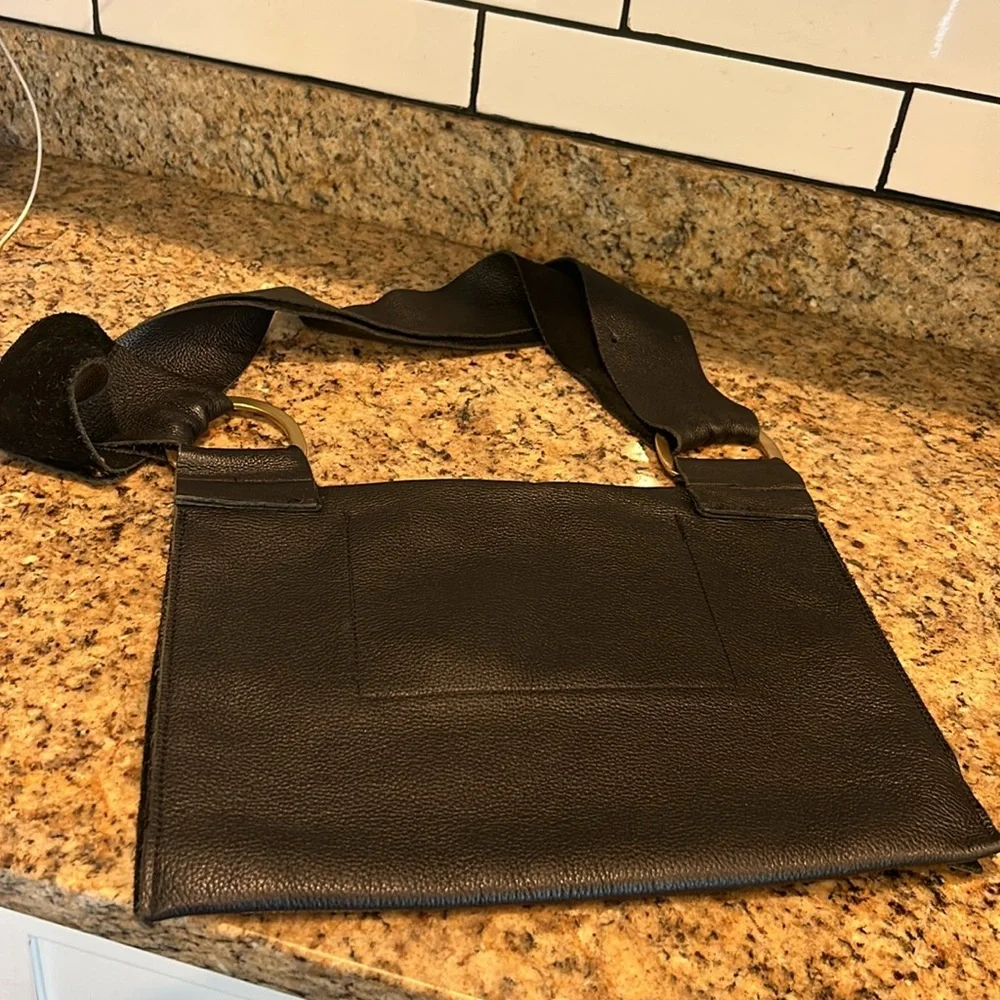 Pebbled Leather Black Crossbody Laptop Bag Grommet Artisan Leather Maker